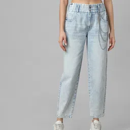 ONLY Women Blue High-Rise Mildly Distressed Light Fade Acid Wash Stretchable Jeans-picture-50