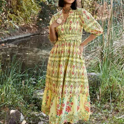 Pink Paprika by SASSAFRAS Floral Print Fit & Flare Midi Dress-picture-14