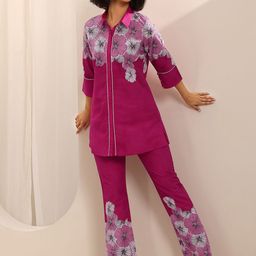 Libas Printed Shirt Collar Shirt With Trousers Co-Ords-picture-3