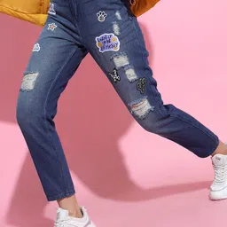 Tokyo Talkies Women Stunning Blue Mom Fit Cropped Jeans-image-13