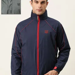 Sports52 wear Men Dark Blue And Grey Solid Reversible Rain Jacket-picture-21