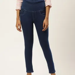PARIS HAMILTON Women Navy Blue Tummy Tucker High-Rise Stretchable Denim Jegging-image-17