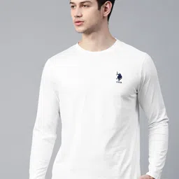 U.S. Polo Assn. Men White Pure Cotton Solid Round Neck Lounge T-shirt-picture-34