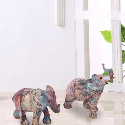 TAYHAA Set of 2 Multicoloured Resin Elephants showpieces-picture-25
