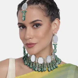Peora Gold-Plated Artificial Stones Studded Choker Necklace Jewellery Set-picture-22