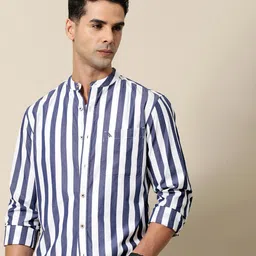 Mr Bowerbird Men Premium Slim Fit Striped Casual Shirt-picture-36