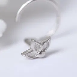 House of Aadyaa Sterling Silver Oxidised Petals Shaped Stud Nosepin-picture-26