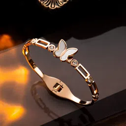 Jewels Galaxy Rose Gold-Plated American Diamond Studded Bangle-Style Bracelet-image-53