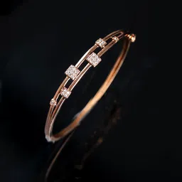 Jazz and Sizzle Women  Brass American Diamond Rose Gold-Plated Bangle-Style Bracelet-image-17