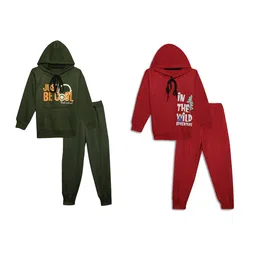 mack jonney VIMAL JONNEY Kids Pack Of 2 Printed Hooded Cotton Fleece Sweatshirt With Joggers-picture-19