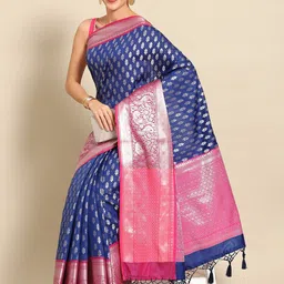Silk Land Ethnic Motifs Zari Kanjeevaram Saree-image-60