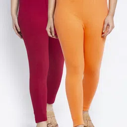 Women Pack of 2 Solid Ankle Length Leggings-image-93