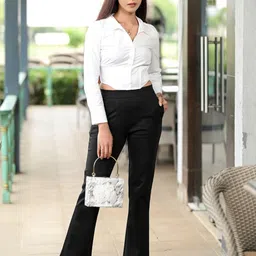 Mlada Women Original Flared Low-Rise Lint Free Trousers image 4