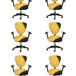 Lazi 6 Pieces Yellow & White Printed Office Chair Covers-image-78