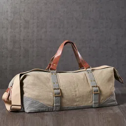 Mona B Brown Cotton Canvas Travel Bag with Stylish Design-picture-41