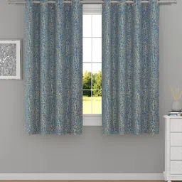 Raymond Home Navy Blue & Beige 2 Pcs Abstract Woven Design Window Curtains-image-20