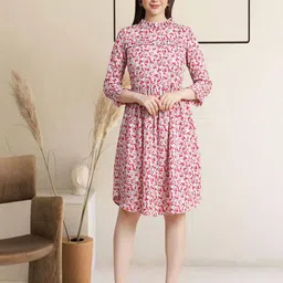 BAESD Floral Printed Gathered Detailed Fit & Flare Dress-picture-46
