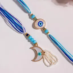 Voylla Set Of 2 Evil Eye Charm Bhaiya Bhabhi Rakhi Set-picture-56