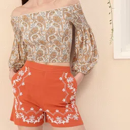 DressBerry Coachella Core Smocked Paisley Printed Off-Shoulder Fitted Crop Top-picture-20