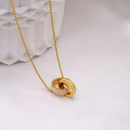 Perfectly Average Women 18k Gold Plated Artificial Stones Infinity Lock Pendant & Chain-picture-28