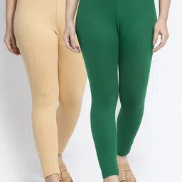 Women Pack of 2 Solid Ankle Length Leggings-image-88