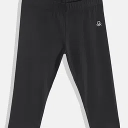 United Colors of Benetton Girls Solid Stretchable Leggings with Glitter Logo-picture-24