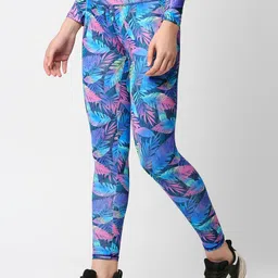 AESTHETIC NATION Women Blue & Pink Printed Dry Fit Tights-image-20