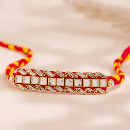 Voylla Elegant Kundan Stone Studded Thread Rakhi With Roli Chawal-picture-39