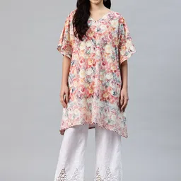 SWI Stylish Floral Embroidered Regular Thread Work Pure Cotton Kurta with Trousers-image-24