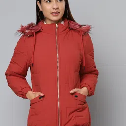 Fort Collins Women Red Solid Parka Jacket with Detachable Hood-picture-19