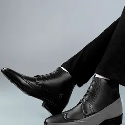 Bxxy Men Hidden Elevator Height Increasing Faux Leather Formal Full Brogue Lace-up Boot.-picture-36
