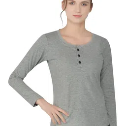 BEYOU FASHION Women Henley Neck Pockets Slim Fit T-shirt-image-9