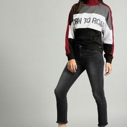 The Roadster Lifestyle Co Women Black & Off-White Colourblocked Sweatshirt-picture-33