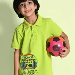 NUSYL Boys Typography Printed Cotton Polo Collar T-shirt-picture-30