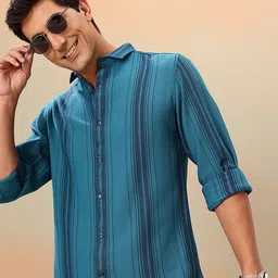 Mast & Harbour Men Striped Pure Cotton Casual Shirt-picture-39