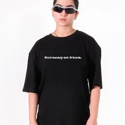 TheBTclub Unisex Oversized Typography Printed Drop-Shoulder Sleeves Pure Cotton T-Shirt-picture-42