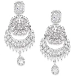 JEWELS GEHNA Silver-Plated AD-Studded Handcrafted Crescent Shaped Chandbalis-picture-58