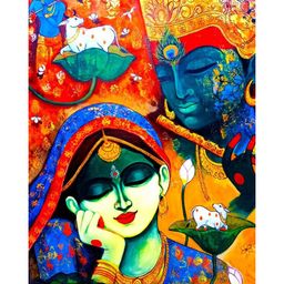 British Terminal Red & Green Radhe Krishna Wall Painting Poster-picture-46