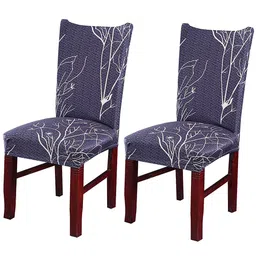 HOUSE OF QUIRK Purple and White Set Of 2 Printed Chair Covers-picture-34