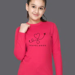 NUSYL Girls Graphic Printed Long Sleeves Cotton T-shirt-image-96
