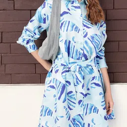 DressBerry Vintage Vibes Paisley Paradise Printed Shirt Style Mini Dress-picture-17
