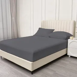 Trance Home Linen Grey 400 TC Cotton King Bedsheet with 2 Pillow Covers-image-84