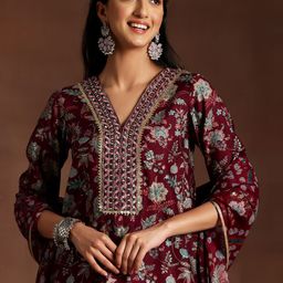 Libas Women Floral Printed Regular Sequinned Kurta with Dhoti Pants & With Dupatta-picture-27