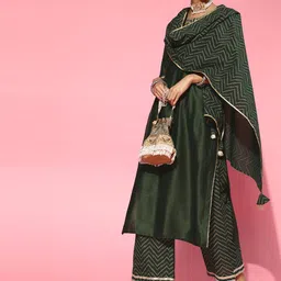 Indo Era Green Liva Calf Length Kurta Set-picture-23