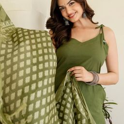 Anouk Rustic Women Solid Regular Pure Cotton Kurta with Trousers & With Dupatta-picture-8
