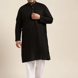 SOJANYA PLUS Size Men Black Embroidered Pure Cotton Kurta-picture-23