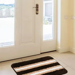 DREAM WEAVERZ Brown & White Striped Microfibre Anti Skid Doormat-image-30