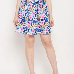 BRINNS Floral Printed Pleated Tie-Up Detail Flared Skirt-picture-19