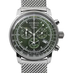 ZEPPELIN Men Green Dial & Silver Toned Stainless Steel Bracelet Style Straps Analogue Watch 8680M4-picture-17
