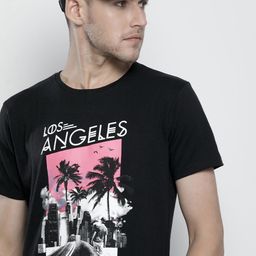The Indian Garage Co Men Black & Pink Printed T-shirt-picture-41